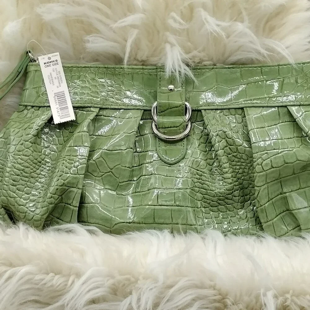 Apt. 9 Crocodile-Embossed Clutch – Lime Green (New with Tags) - Picture 4 of 6